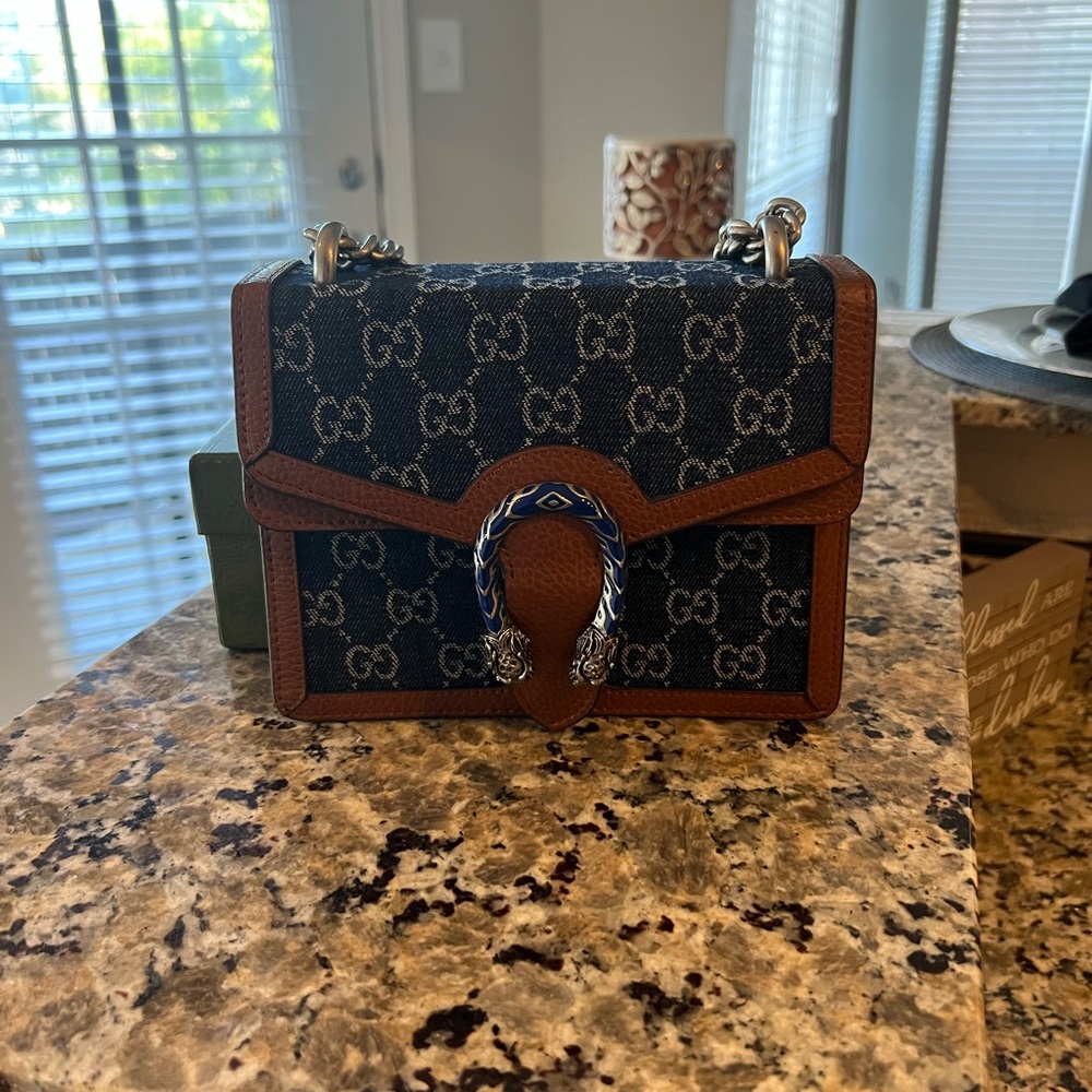 GG covered denim Dionysus handbag